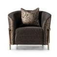 thumbnail image 6 of MICHAEL AMINI Lisbon Upholstered Chenille & Metal Accent Chair in Onyx and Gold, 6 of 15