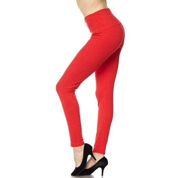 Buttery Smooth Basic Solid High Waisted Leggings - Extra Plus Size - 5 Inch - 3XL 4XL 5XL Red One Size Plus