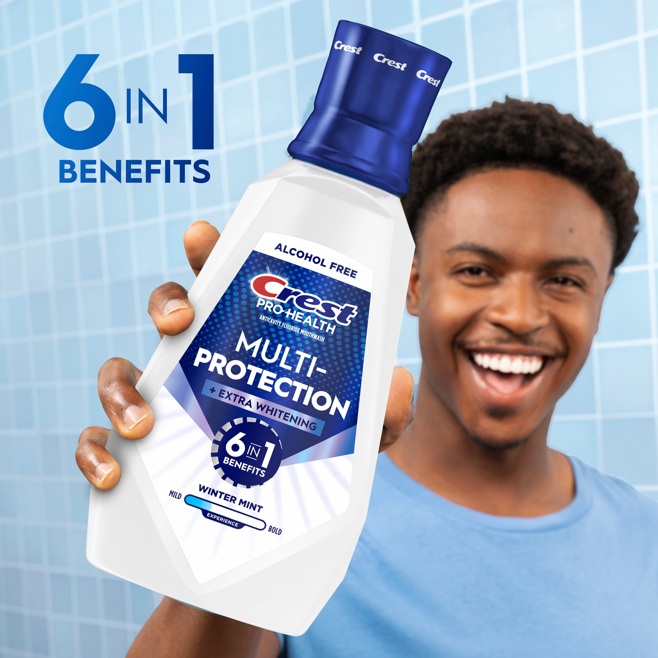 Crest Mouthwash, Pro‑Health Fluoride Mouthwash, Alcohol‑Free Mouth Rinse for Whitening, Winter Mint, 32 fl oz