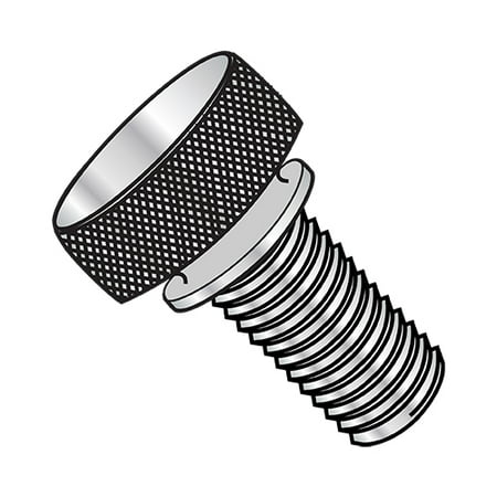 

6-32X3/8 Knurled Thumb Screw with Washer Face Full Thread Aluminum (Pack Qty 100) BC-0606TKWAL