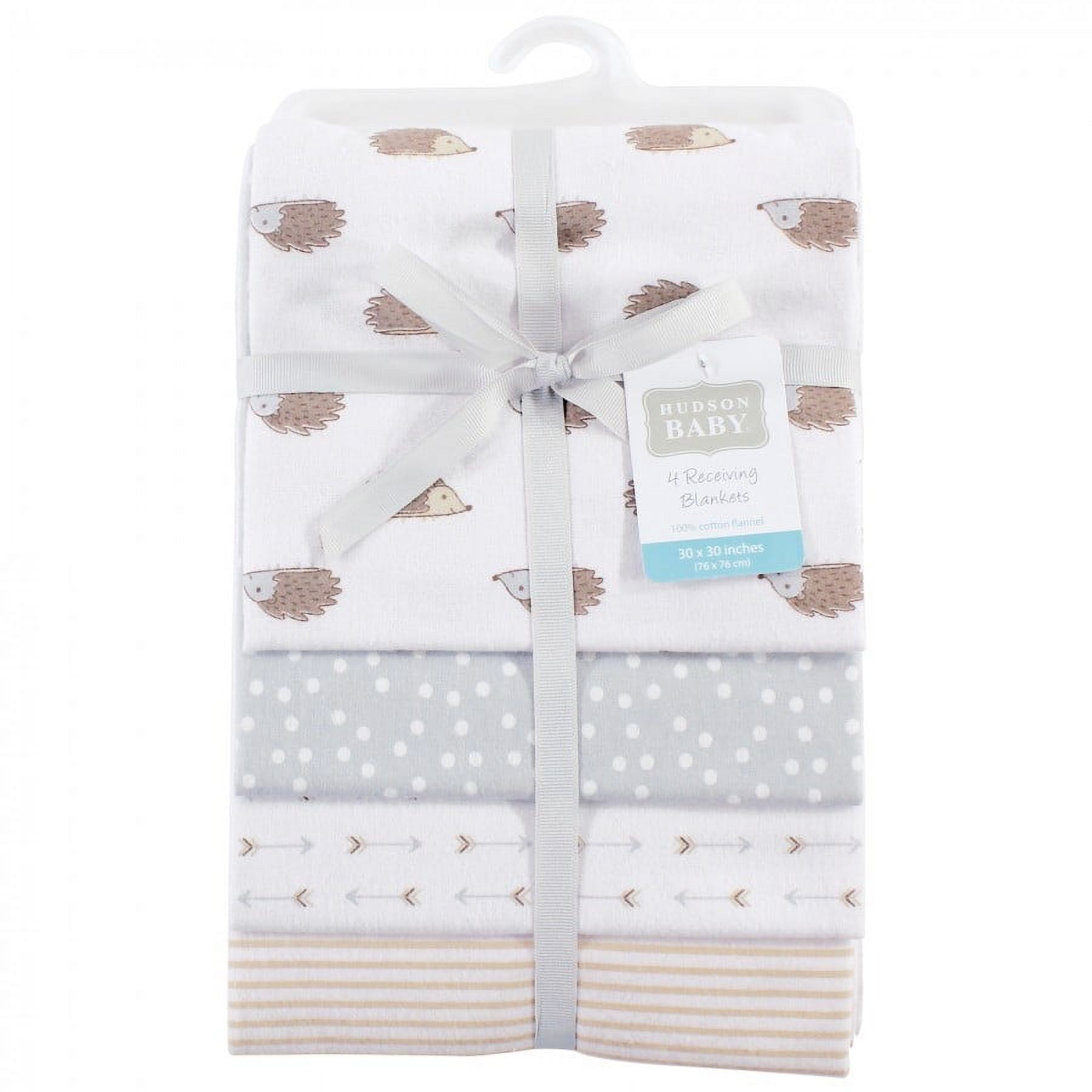 Hudson Baby Infant Cotton Flannel Receiving Blankets, Hedgehog, One Size