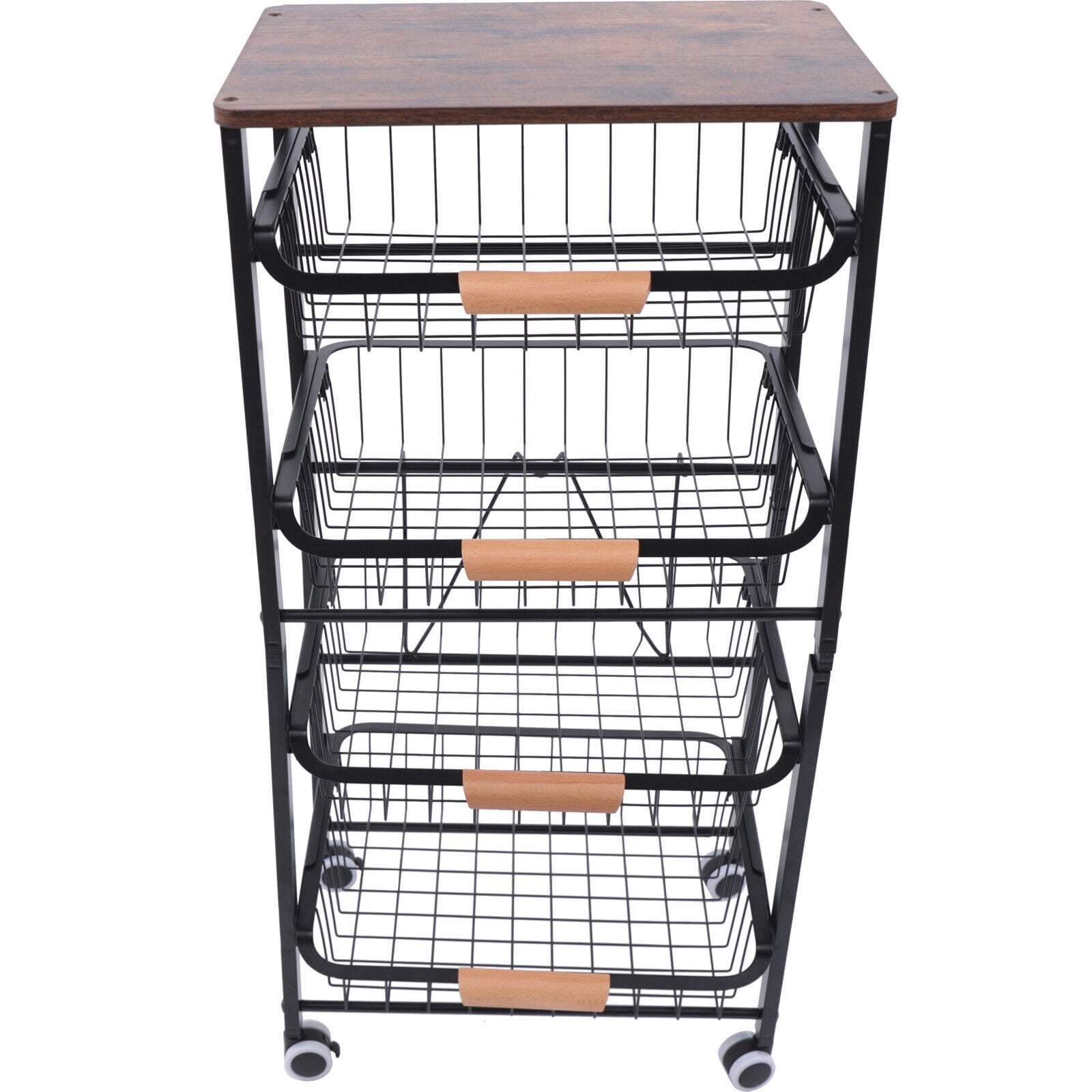 OUKANING 4 Tier Kitchen Storage Cart Rack Rolling Utility Cart Home