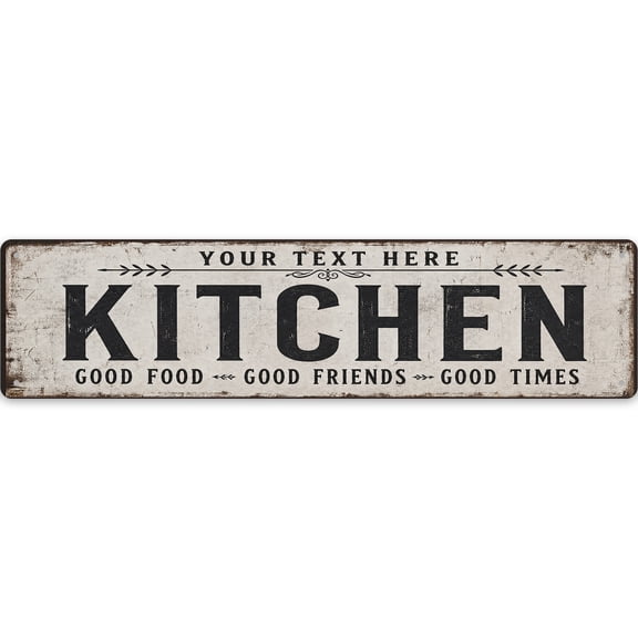 Vintage Metal Kitchen Sign, Decorative Iron Wall Decor, 16x4 Inch
