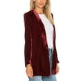 thumbnail image 4 of Bellella Ladies Plain Jacket Solid Color Shawl Collar Blazer Work Cardigan Claret XL, 4 of 5