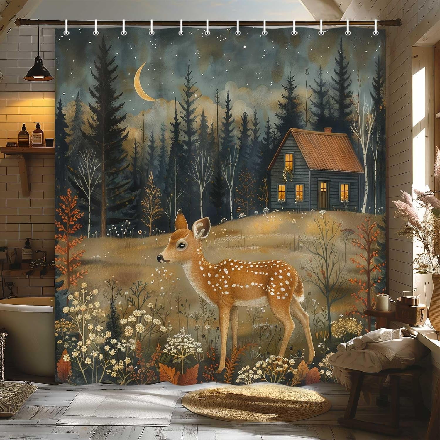VANZEV Forest Sunlight Misty Shower Curtain - Waterproof 72x72 Inch Nature Design - View #10