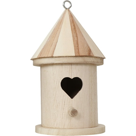 KAKOWELY Maison d'Oiseau en Bois Non Finie, Maison d'Oiseau en Bois Peinte, Mangeoire à Oiseaux en Bois, 6.3x"X3.15"X3.15 Pouces