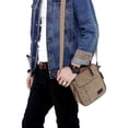 thumbnail image 4 of Canvas Messenger Bag with 8 Pockets Outdoor Shoulder Phone Bag for Men & Women, Khaki, 4 of 5