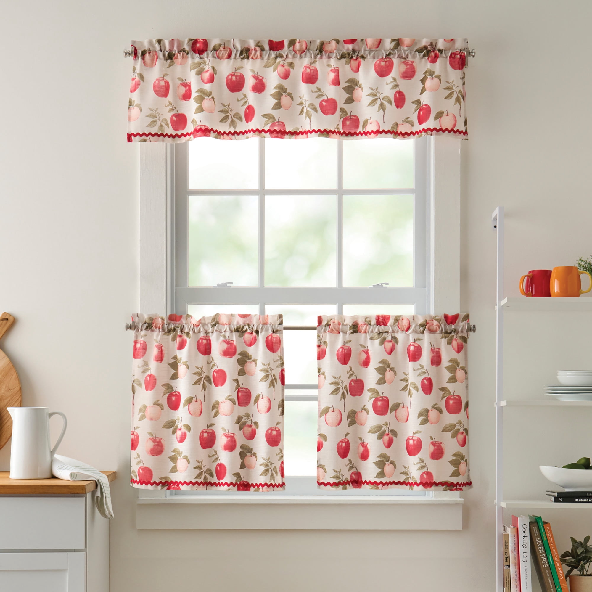 Curtainworks Honey Crisp 24in Tier Pair Multicolor, Pole Top, Indoor, Adult, 2 Piece Tier Set, 54" x 24"