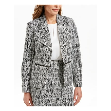 KASPER Womens Gray Printed Wear To Work Blazer Jacket Petites 8P