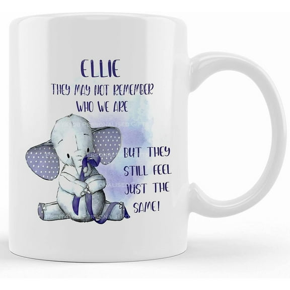 Alzheimer's Awareness, Purple Ribbon Support _ Never Forget_ White Mug (full Size) _ Lockdown Postal Gift, Ceramic Novelty Coffee Mug, Tea Cup, Gift Present For Birthday, Ch