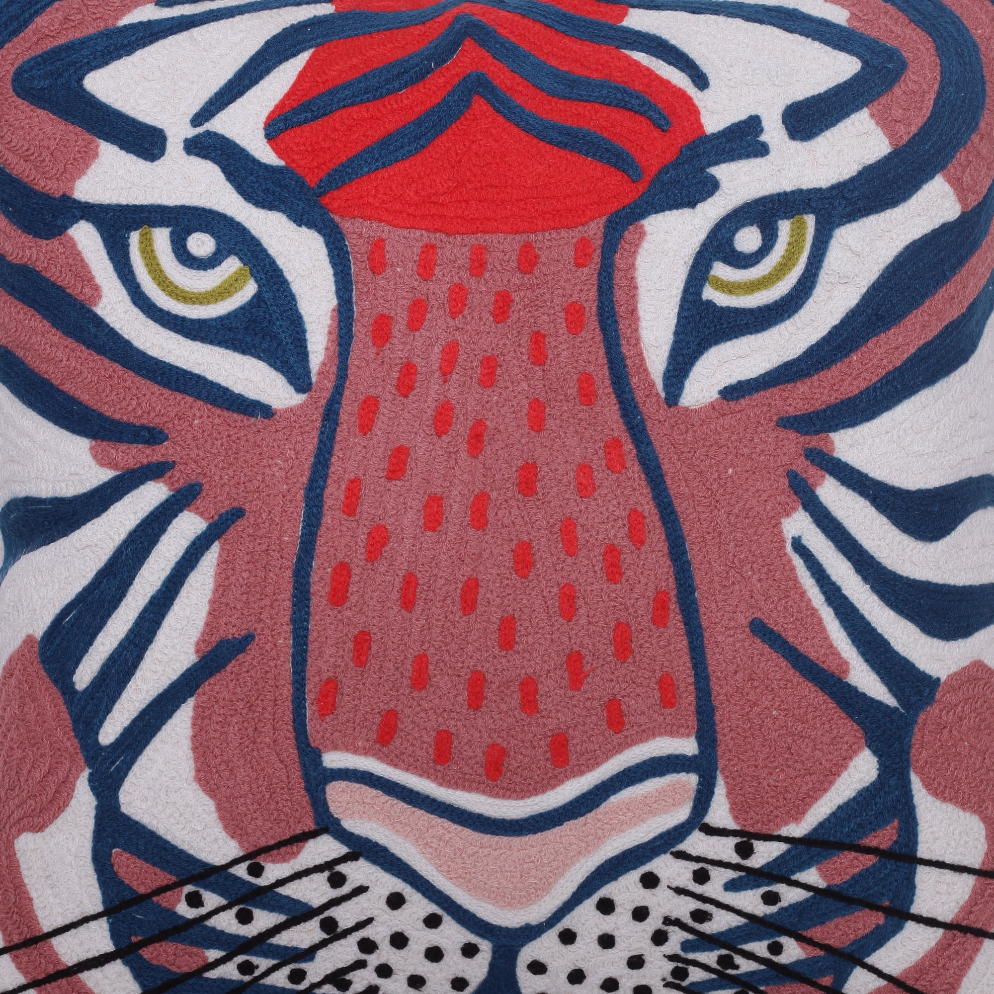 Ox Bay Gadish Animal Transitional Cotton Hand Woven Throw Pillow, Coral Red/Ensign Blue, 20" x 20"