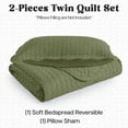 thumbnail image 6 of Moonlight20015 3 Piece Quilt Set Lightweight Ultrasoft Microfiber Bedding Olive Green Color King, 6 of 13