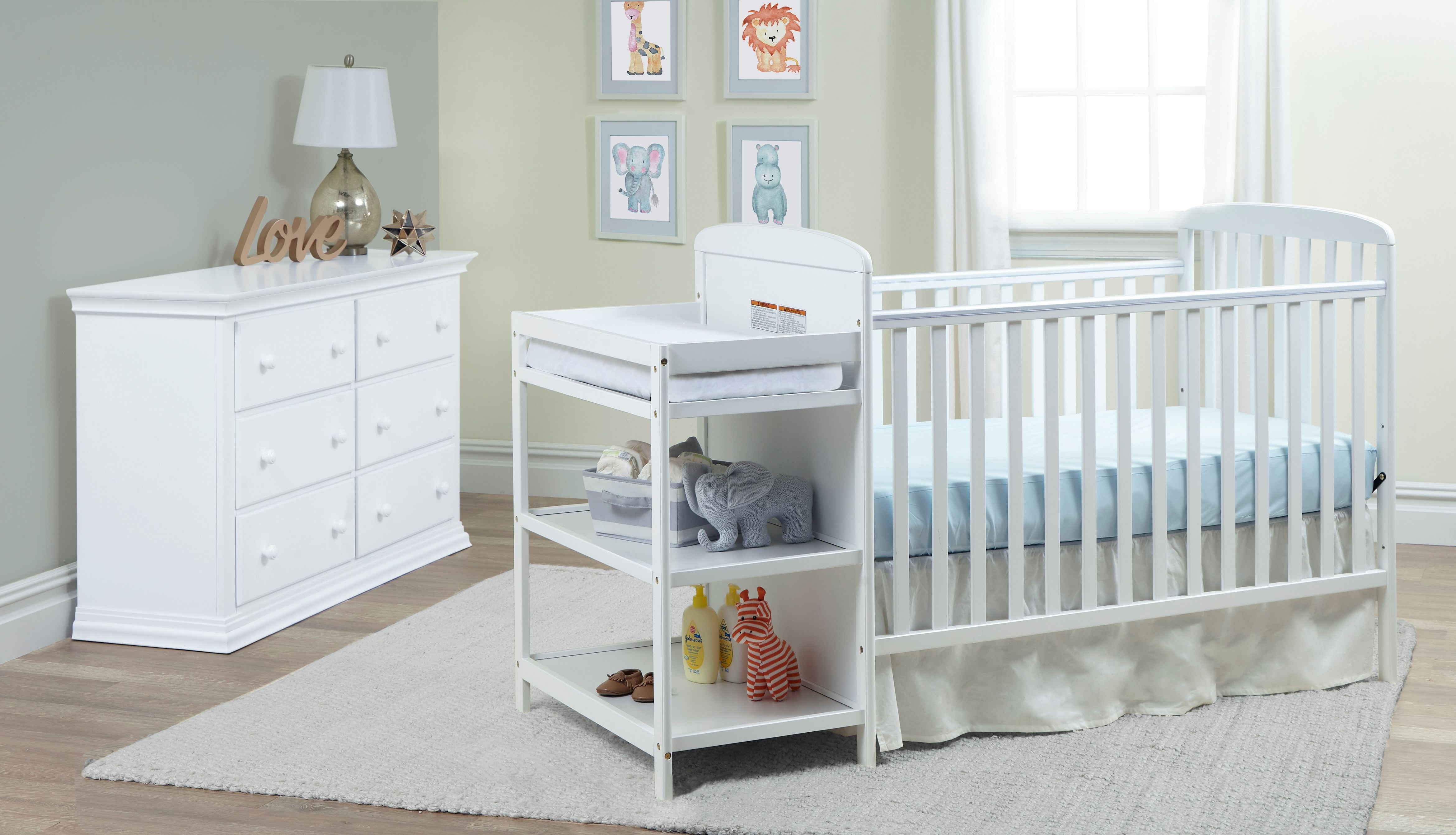 walmart white crib with changing table