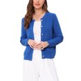 thumbnail image 1 of SUÉTER ABIERTO SIN CUELLO INSPIRE CHIC para Mujeres, Cárdigans de Negocios Casual Abotonados de Tejido Grueso, Talla S, Azul Real, 1 of 6