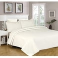 thumbnail image 1 of Sapphire Home 3-Piece King/Cal-King Oversize Bedspread Coverlet Bedding Set w/2 Shams, Soft Touch, Solid, Stylish Embossed Pattern, All-Season Oversize Comforter Bed Cover, Emma King Ivory, 1 of 3