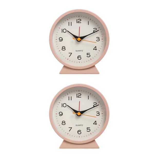 Bewildely Reloj despertador de de escritorio, alarmas de Metal de forma redonda, relojes de dormitorio, campana de silenciosa, cuarzo para Type1 NO1