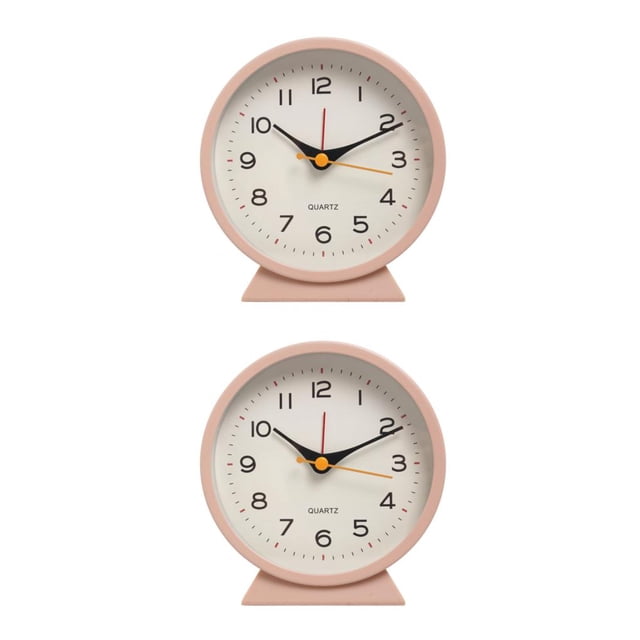 Injueey Reloj despertador de de escritorio Simple, alarmas de Metal de forma redonda, campana silenciosa de noche, cuarzo, regalo para niños, Type1 NO1