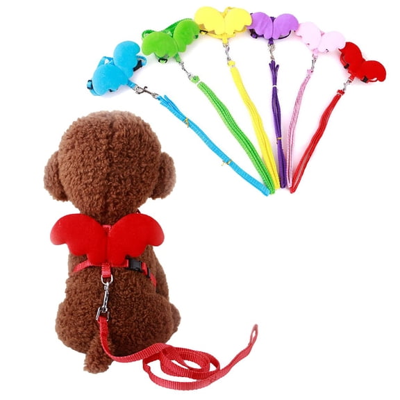 Meidiya Cute Pet Cat Dog Leashes and Harness Set,Adjustable Soft Vest Chest Strap with Angel Wings Suit for Puppy Kitten Small Pets