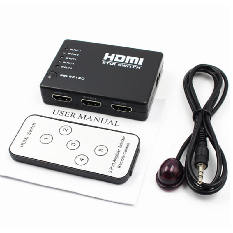 3/5 Port 1080P Video HDMI Switcher Switch Splitter IR Remote Control For HDTV 