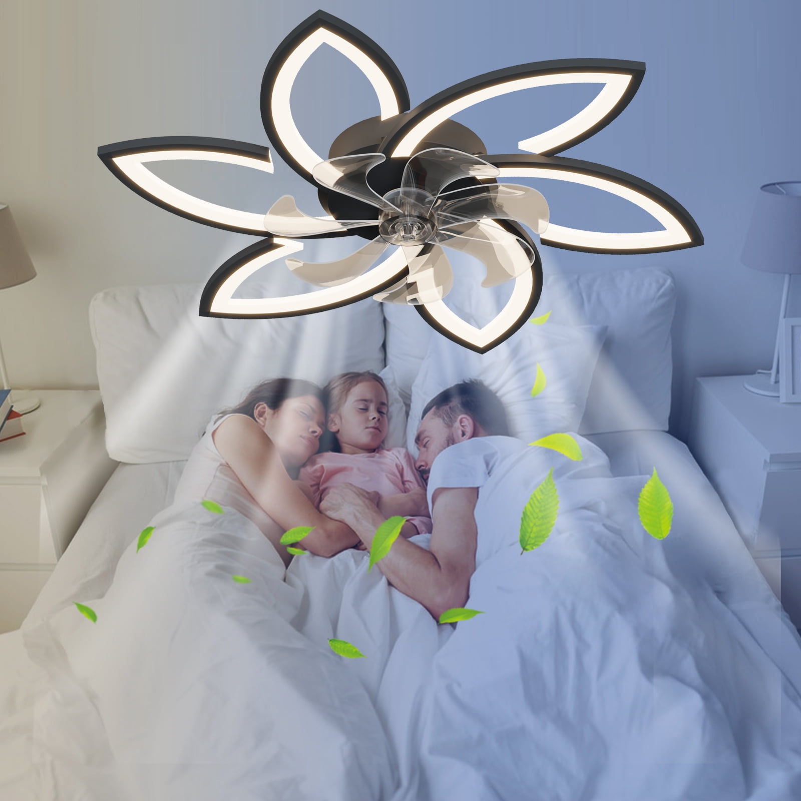 Eowynic 31-Inch Modern Led Ceiling Fans with Lights, APP & Remote Control, DC Motor, 6 Speed, Black