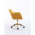 thumbnail image 5 of Teddy Fabric Upholstered Swivel Home Chair, Adjustable Height 360 Degree Swivel Office Chair with Gold Metal Legs & Universal Wheels, for Indoor Home Living Room, Yellow, 5 of 9