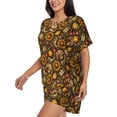 thumbnail image 2 of Goofa Chrysanthemum turkey for Womens Cotton 2 Piece Pajamas Set Classic Short Sleeve Pjs Set Soft Button Down Sleepwear Loungewear-X-Large, 2 of 7