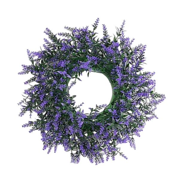 Corona botín púrpura, adorno colgante en la pared de escritorio, anillo Floral Artificial para bodas, jardín, chimeneas, interiores y exteriores Pequeño