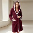 thumbnail image 5 of Sheghy Hooded Long Fleece Womens Robe Thick Absorbent Warm Loungewear Bathrobe, 5 of 7