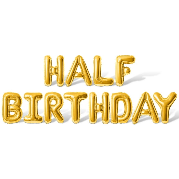 Letter Balloons - HALF BIRTHDAY 16" Inch Alphabet Letters Foil Mylar Balloon Half Birthday Party Banner (Gold)
