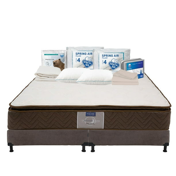 Colchón King Size Nautilus Restonic + Box + 2 Almohadas + Protector de Colchón + Juego de Sábanas