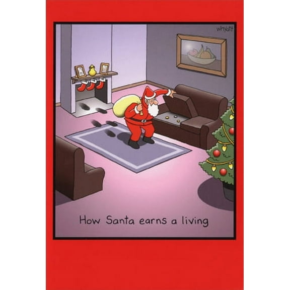Nobleworks Santa and Sofa Coins Funny Christmas Card (1 card/1 envelope)