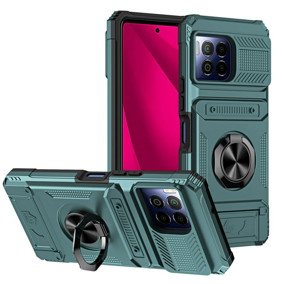 For T-Mobile Revvl 7 Pro/  Revvl 7 Phone Case Magnetic bracket Card Holder Rotated Ring Kickstand Heavy Shockproof Wallet Case