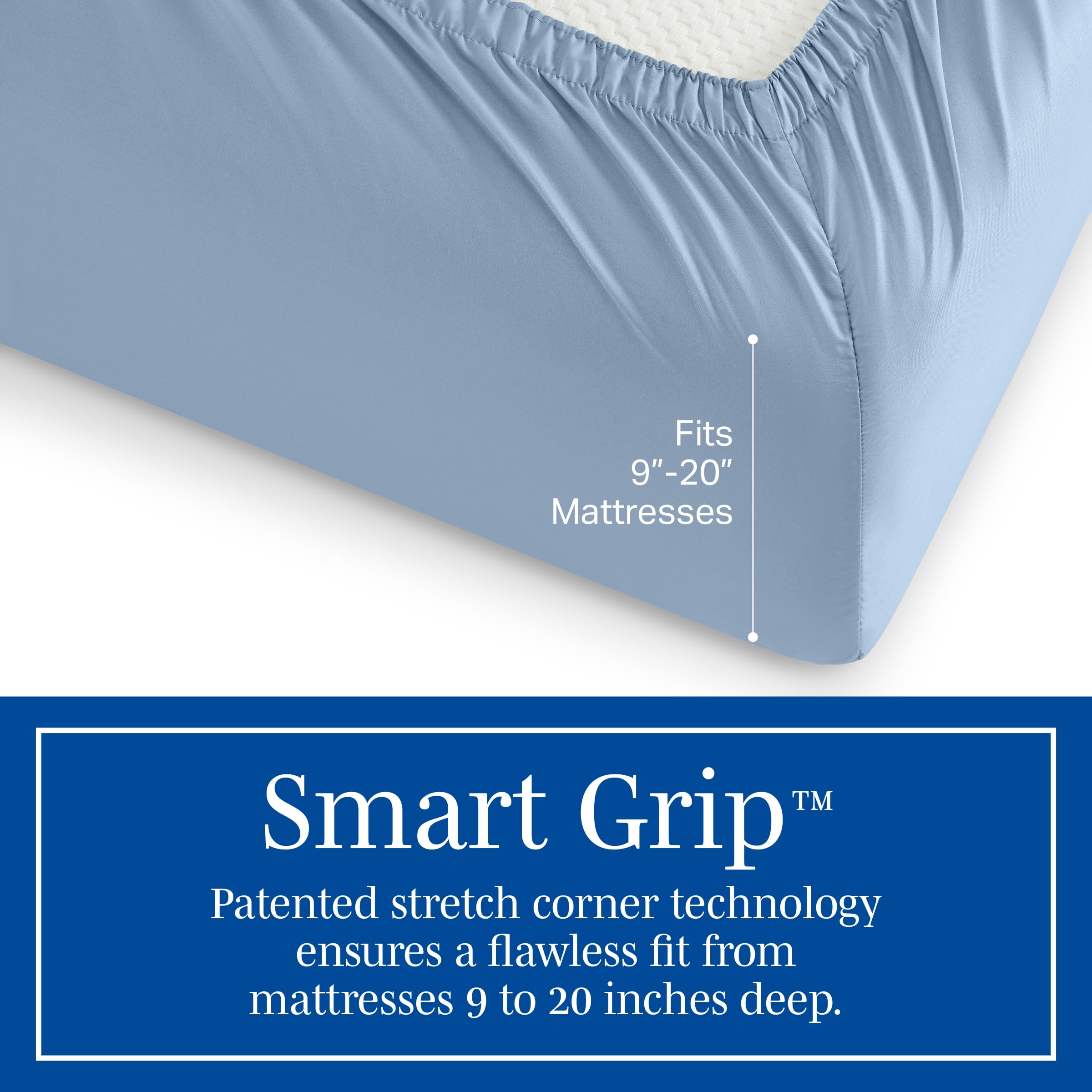 Wamsutta 1846 4-Piece 400 Thread Count Faded Denim Egyptian Giza Cotton Percale Bed Sheets, King-Deep Pocket