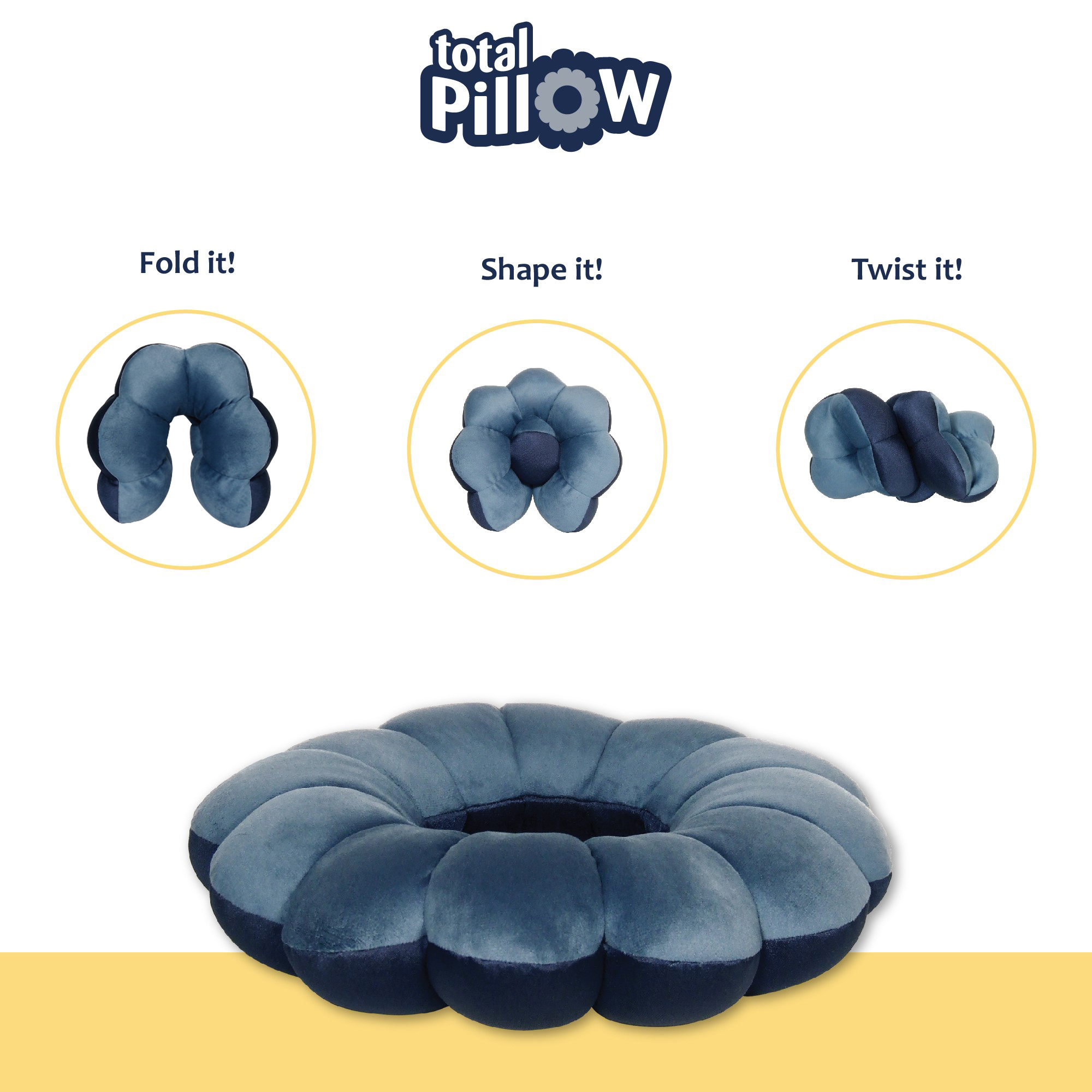 Total Pillow Microbead Adjustable Pillow for Neck and Lumbar Support,  Blue - image 3 of 7