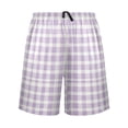 thumbnail image 2 of Men’s Sleep Shorts Relaxed Fit Lounge Pants with Pockets Mens Pajama Loungewear Home Wear Comfort Light Purple Plaid X-Large, 2 of 7