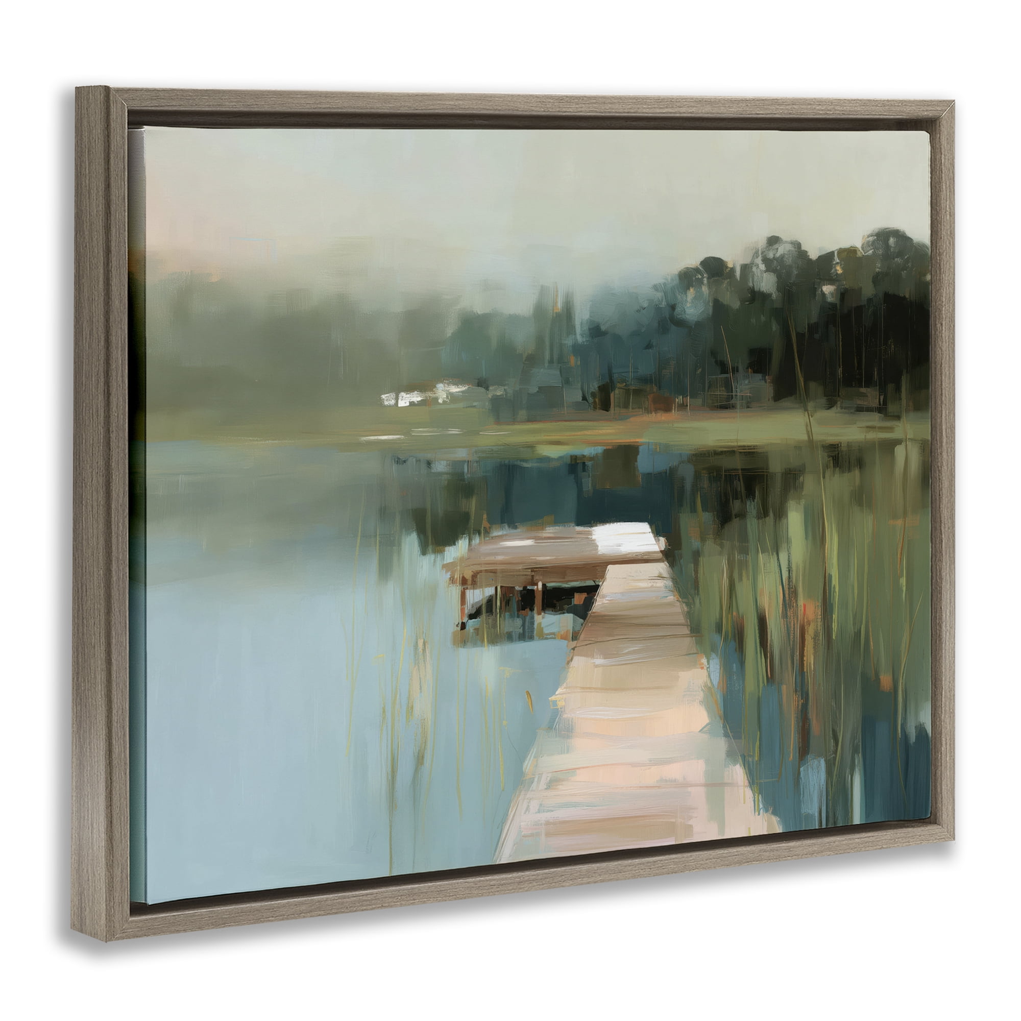 Stupell Industries Marsh Pier Abstraction Brown Framed Floater Canvas Wall Art, design by Kim Curinga