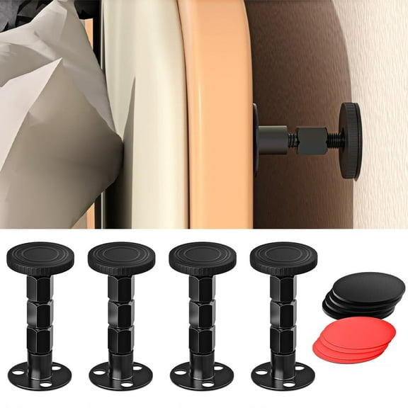 4PCS Adjustable Threaded Bed Frame Anti-Shake Tool, Upgraded Headboard stoppers with Free Furniture Pads, Easy Installation Bedside Anti-Shake Tool for Headboards, Cabinets and Sofas,