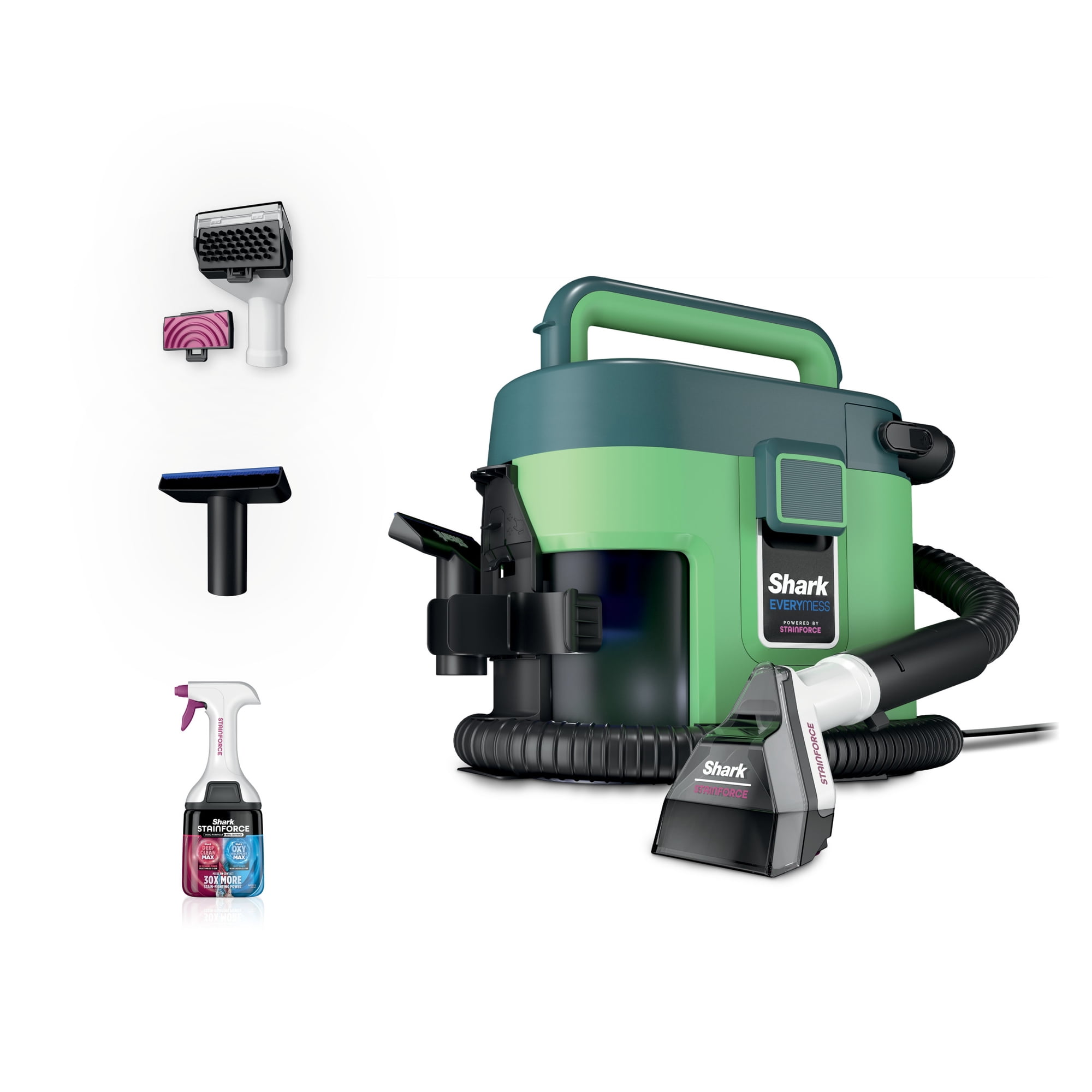 Shark Everymess Wet & Dry Vacuum, Carpet Cleaner, Spot Cleaner, Portable, Stain Eliminator, Small Shop Vac, Pet Friendly, Corded, 1 Gallon, VX100 Green