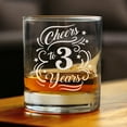 thumbnail image 2 of Bevvee Whiskey Rocks Glass 10.25 oz Cheers 3 Years Gifts for Whiskey Lovers Glassware & Drinkware, 2 of 4