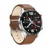 IP68 Waterproof Smart Watch Fitness Tracker ECG Heart Rate Blood Pressure Monitor Bluetooth Music Wristwatch Wristband Smart Band Outdoor Sport Smartwatch For iPhone Android Brown Leather Strap