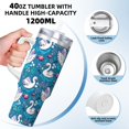 thumbnail image 3 of Balery Swan On The Pond Pattern 40oz Stainless Steel Tumbler Double Wall Vacuum Insulated Water Bottle Ice Bully Insulated Tumbler With Handle And 2 in 1 Straw Lid, 3 of 8