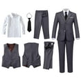 thumbnail image 4 of ETHAN Boys Suits 5 Piece Formal Suit Set Slim Fit Formal Dress Clothes Ring Bearer Outfit for Kids 2T, 4 of 8