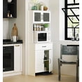 thumbnail image 2 of Spirich Home Freestanding Cabinet with Top & Bottom Enclosed Cabinet SpaceTall Cabinet with Doors and Drawer 23.62"(L) x 11.75"(D) x 63"(H), Whtie, 2 of 7