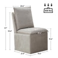thumbnail image 4 of Usaint Upholstered Dining Chair with Casters and Storage, Fabric Rolling Desk Chair with Wheels for Home Office Living Room, Easy Assembly, Light Gray, 4 of 6