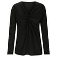 thumbnail image 4 of TKLPEHG Dressy Tops for Women V-neck Twisted Ruched Tunic Tops Lightweight Fashion Casual Loose Classic Solid Color Long Sleeve Blouse (Black,M), 4 of 6