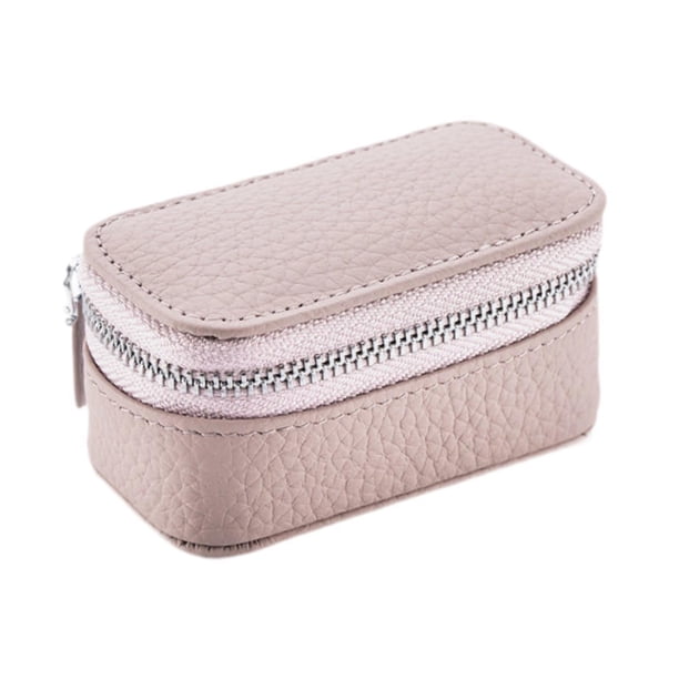 Caja de joyería portátil de terciopelo suave para pendientes, pulseras y anillos. Rosa claro