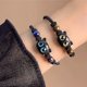 thumbnail image 1 of Pulsera trenzada personalizada para parejas Pulsera linda con gato de piedra lunar, 1 of 4