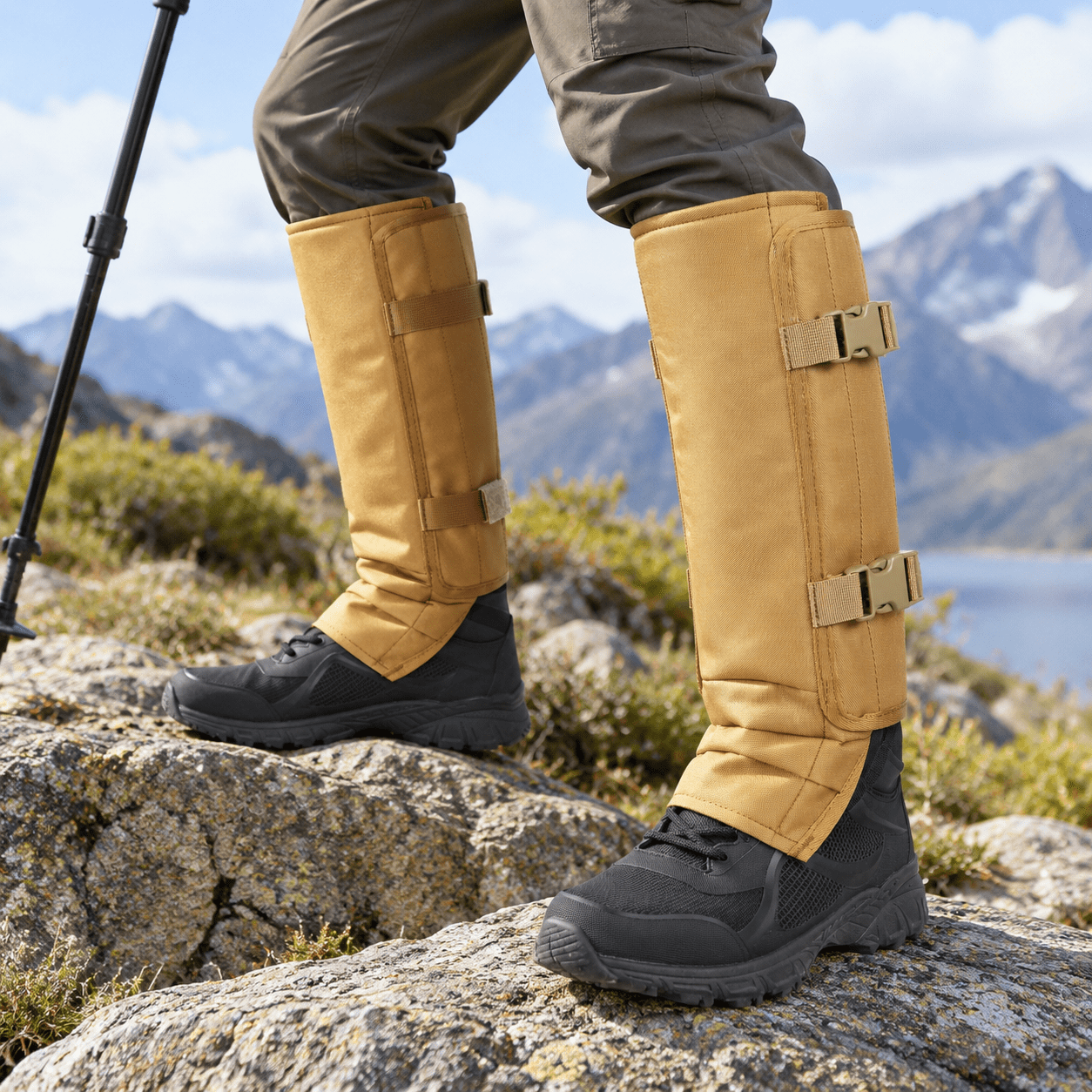 Khaki Waterproof Snake Bite Protection Gaiters for Hiking Camping