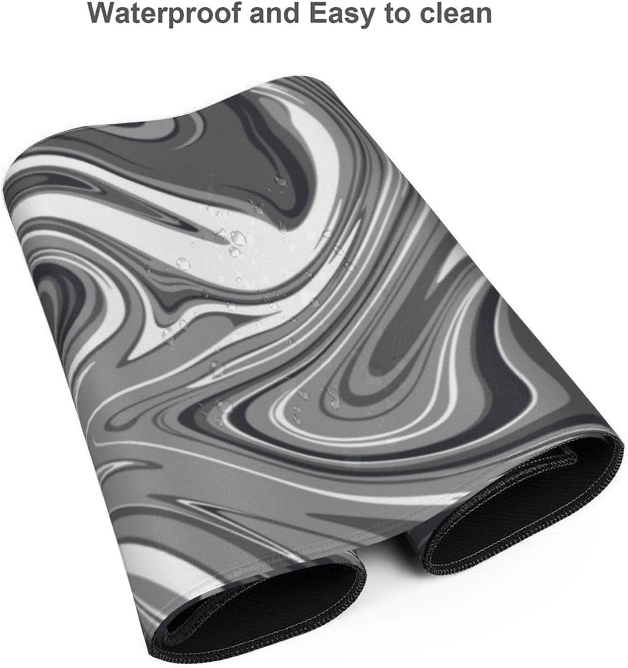 Large Mouse Pad Strata Liquid (35.4 x15.7in) Extended XXL Gaming Desk Mat with Non-Slip Rubber Base,Marbled Design Fluid Gray White Swirl Laptop Computer Desk Mat for Work,Game,Office,Home