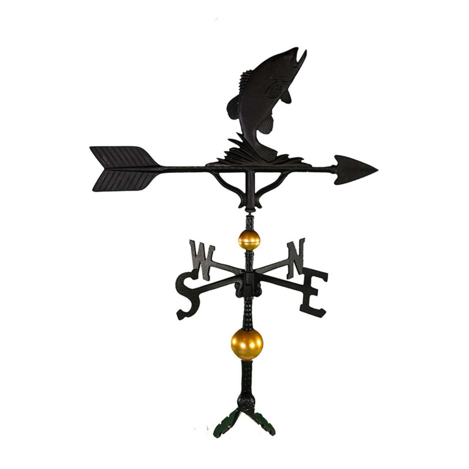 Deluxe Black Bass Weathervane 32 in. by Montague Metal Products